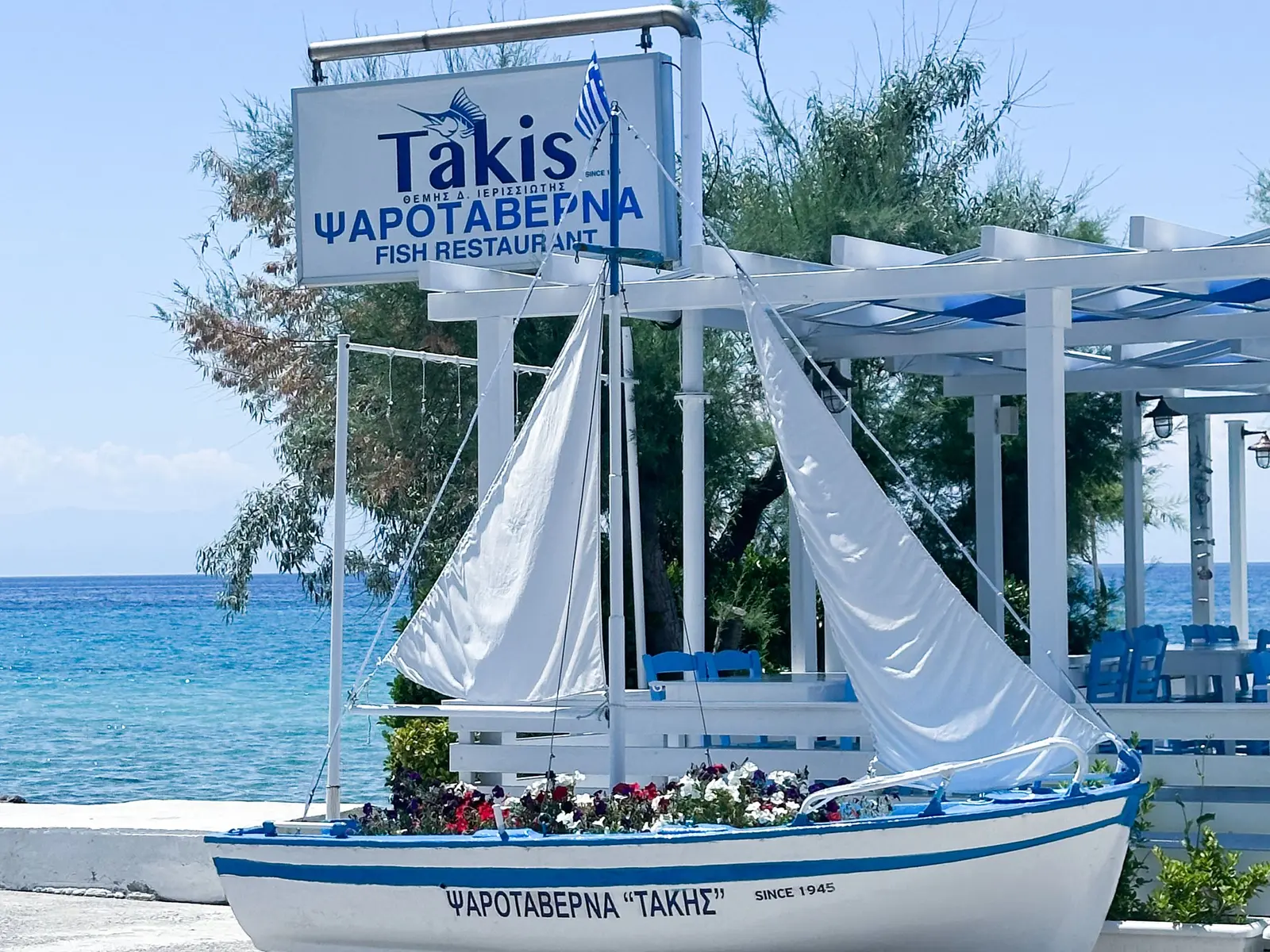 A traditional taverna by the sea in Greece
