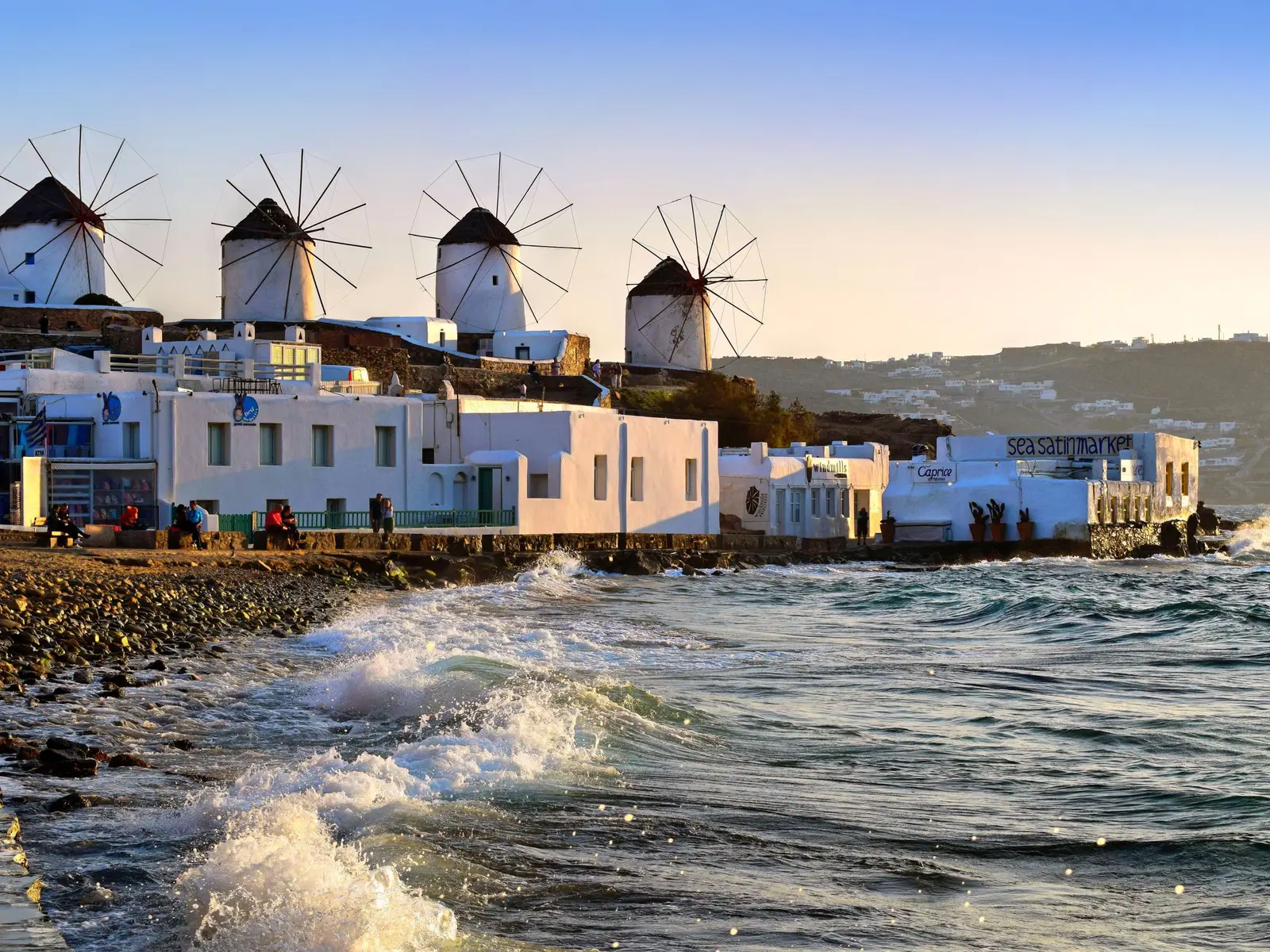 The windmills of Mykonos at sunset